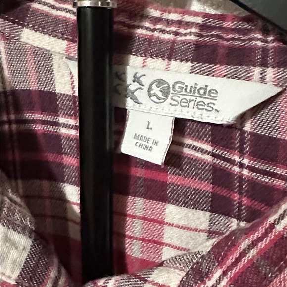 Guide Series Women’s Pink & Purple Plaid Flannel Shirt, Large - Picture 2 of 4